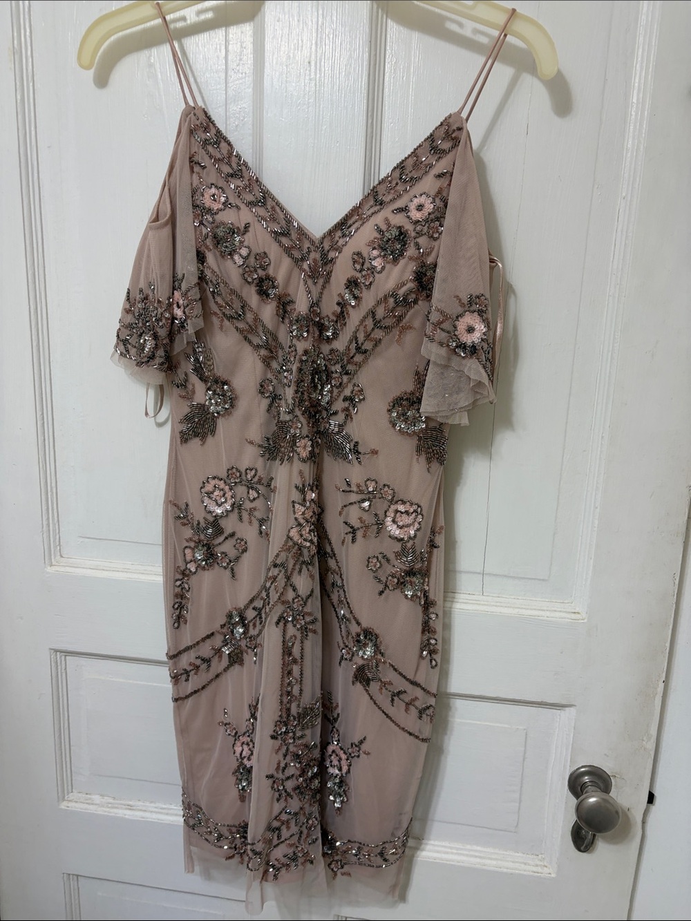 Aidan Mattox Blush Pink Embellished Midi Dress size 2